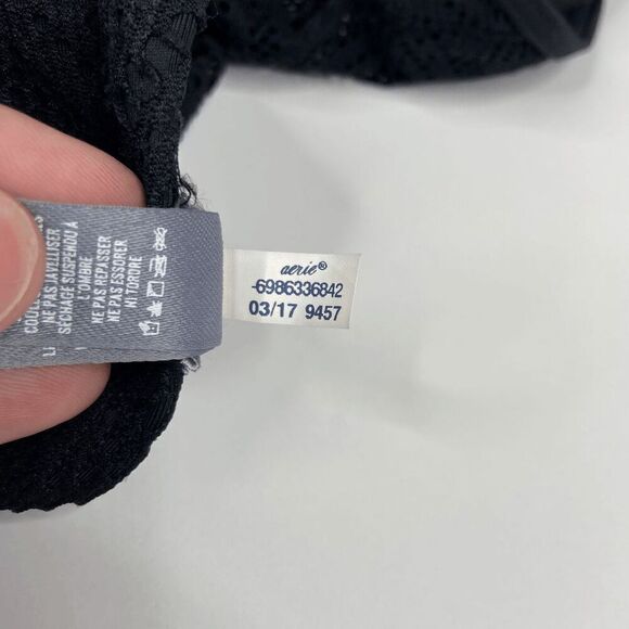 Aerie Womens One-Piece Swimsuit Crochet Lined Crisscross Black Size Medium - Picture 6 of 8